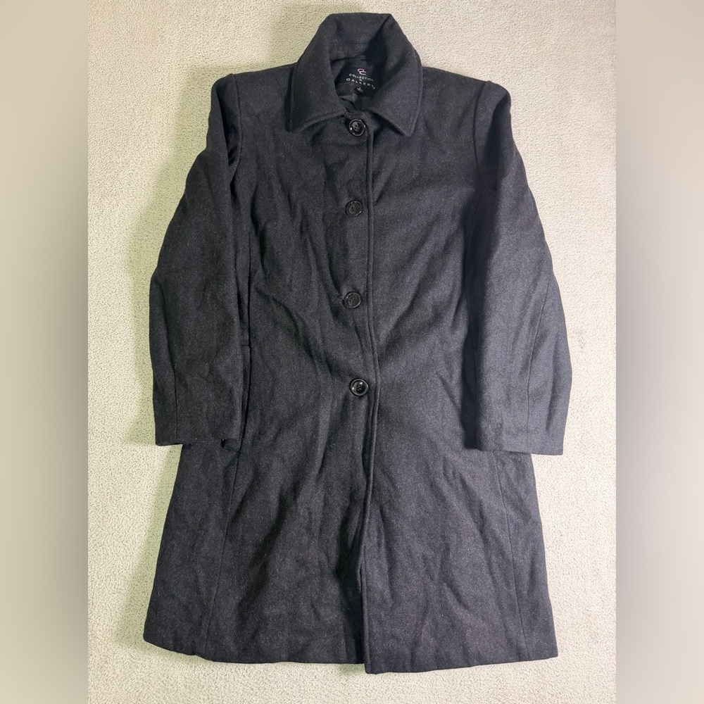 Collection By Gallery Long Over Coat Women’s Small Black Wool Blend Formal